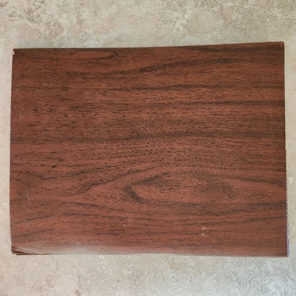 Vintage 60s 70s Photo Album Wood Grain Design Brass Gold Inlay Spiral Binding - Picture 3 of 8